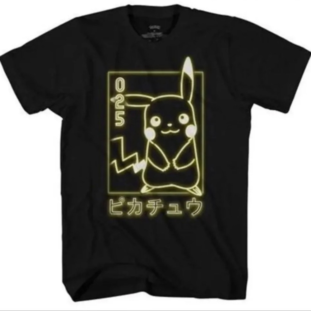 (NWT) Pokemon Neon Pikachu Graphics T-Shirt in Black